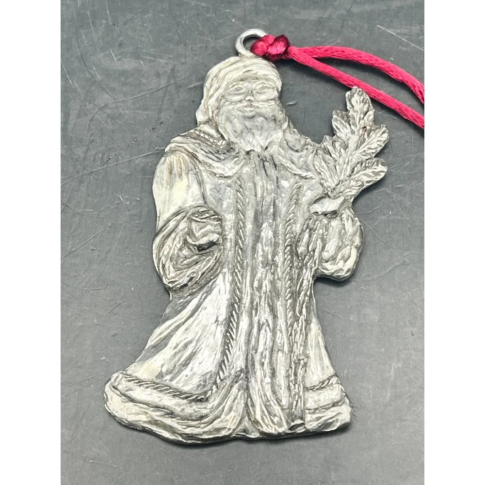 Set of 2 Seagull Pewter Christmas Ornaments Santa‎ Claus Vtg Made In Nova Scotia